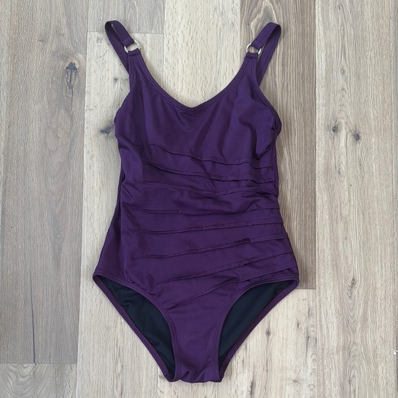 Calvin Klein Deep Purple Swimsuit with Silver Ring - Picture 1 of 7